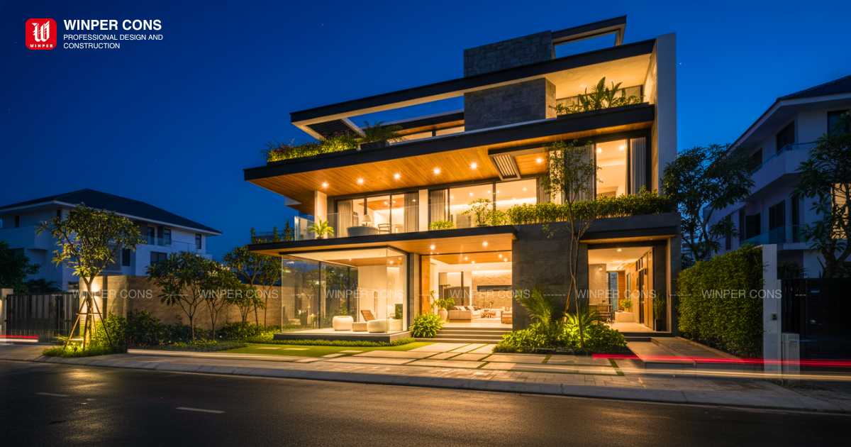Phối cảnh đêm biệt thự Winper Cons